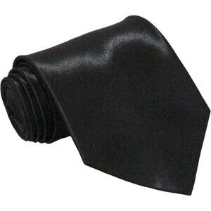 Men's Black Solid Pure Color 3.75" Imported Satin Formal Neck Ties